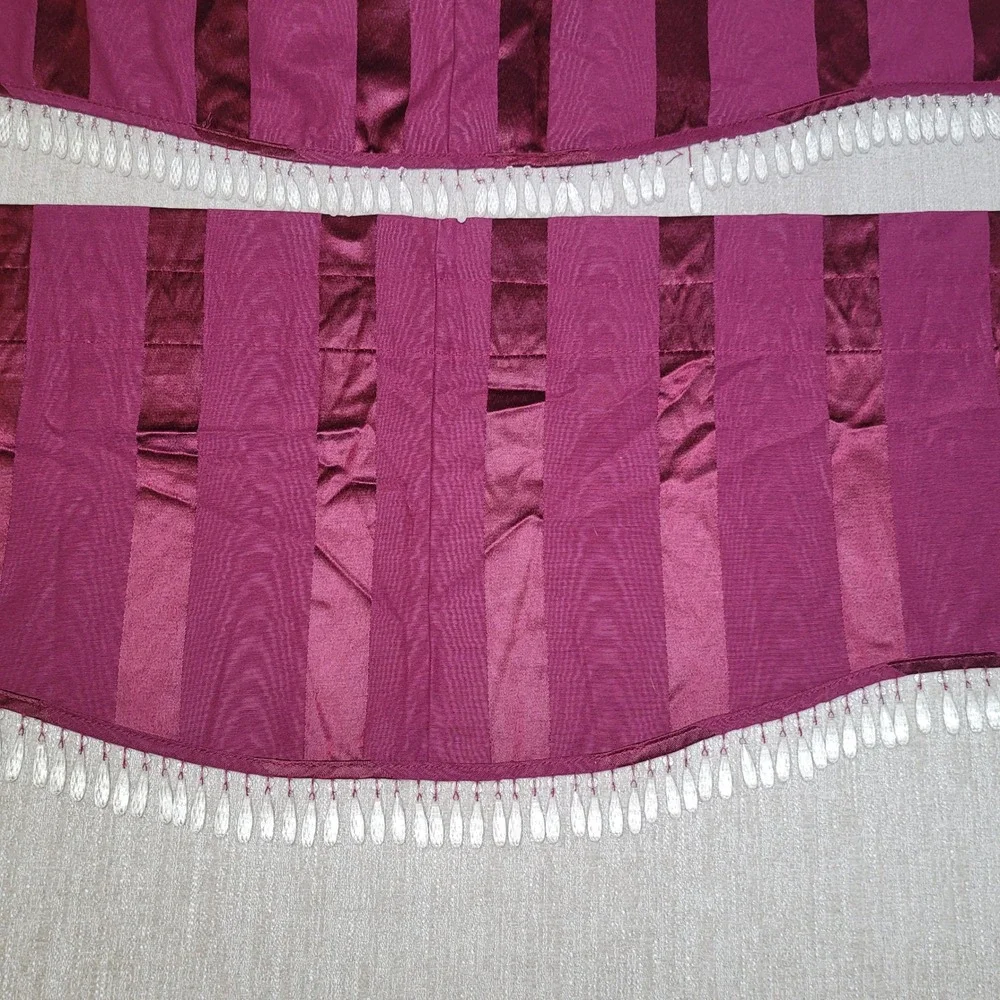 4 JCPenney Home Collection Valance Curtains 15x72 Panel Burgundy Striped Beaded